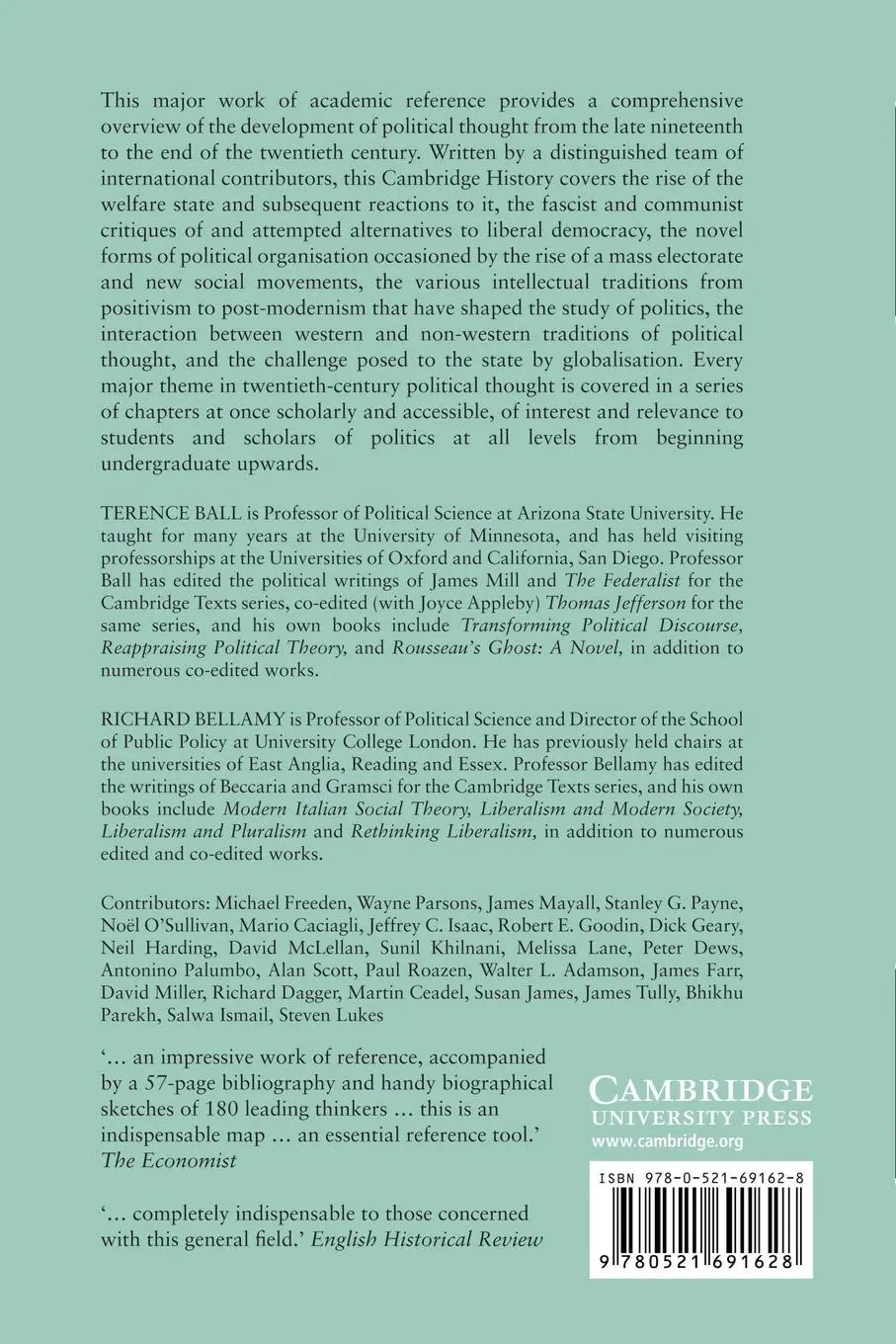 Rückseite: 9780521691628 | The Cambridge History of Twentieth-Century Political Thought | Bellamy
