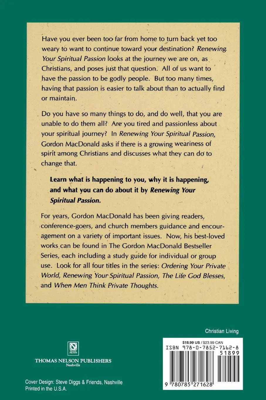 Rückseite: 9780785271628 | Renewing Your Spiritual Passion | Gordon Macdonald | Taschenbuch