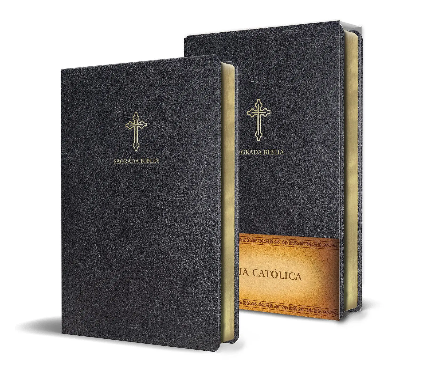 Cover: 9781644731628 | Biblia Católica En Español. Símil Piel Negro, Tamaño Pequeño /...