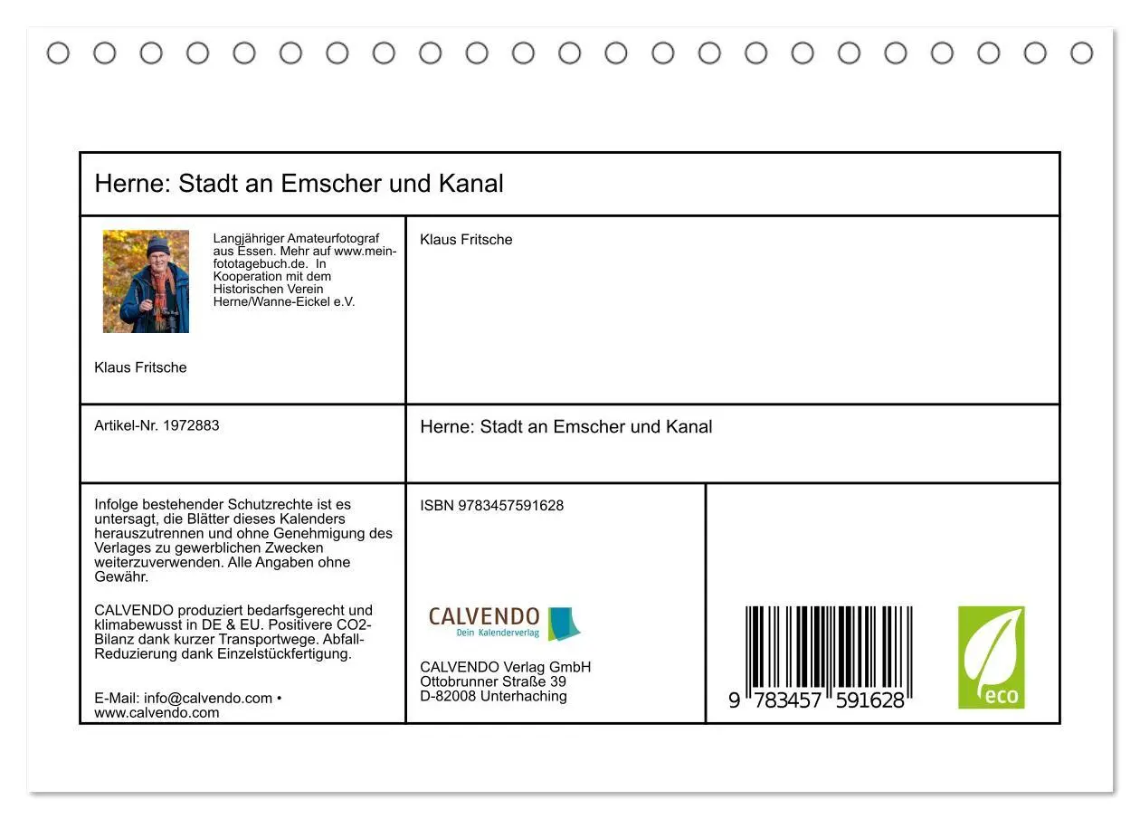Bild: 9783457591628 | Herne: Stadt an Emscher und Kanal (Tischkalender 2026 DIN A5 quer),...