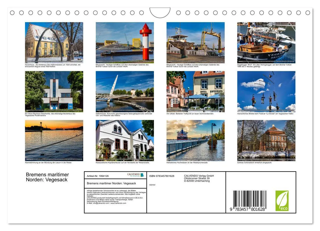 Bild: 9783457801628 | Bremens maritimer Norden: Vegesack (Wandkalender 2026 DIN A4 quer),...