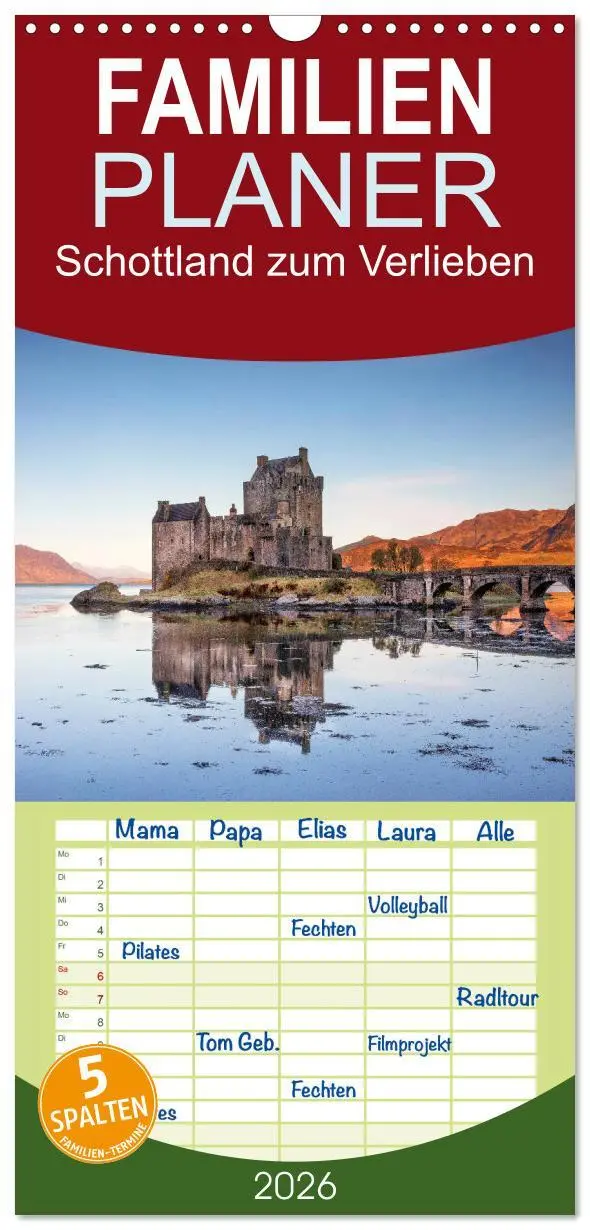 Cover: 9783516511628 | Familienplaner 2026 - Schottland zum Verlieben mit 5 Spalten...