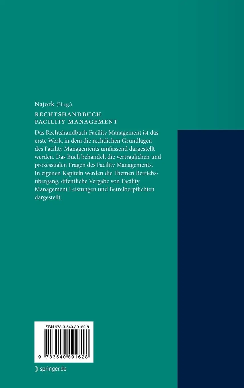 Rückseite: 9783540891628 | Rechtshandbuch Facility Management | Eike N. Najork | Buch | xvi