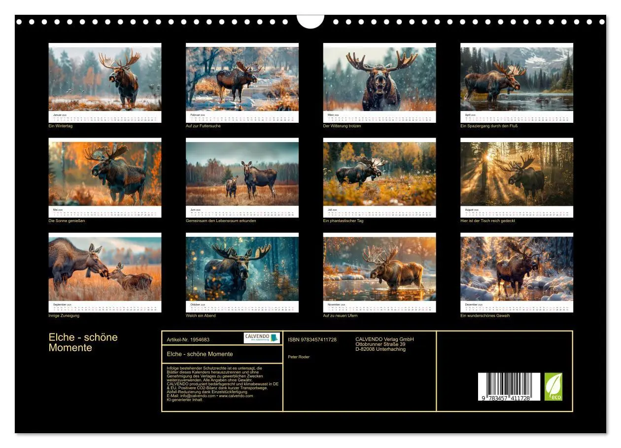 Bild: 9783457411728 | Elche - schöne Momente (Wandkalender 2026 DIN A3 quer), CALVENDO...
