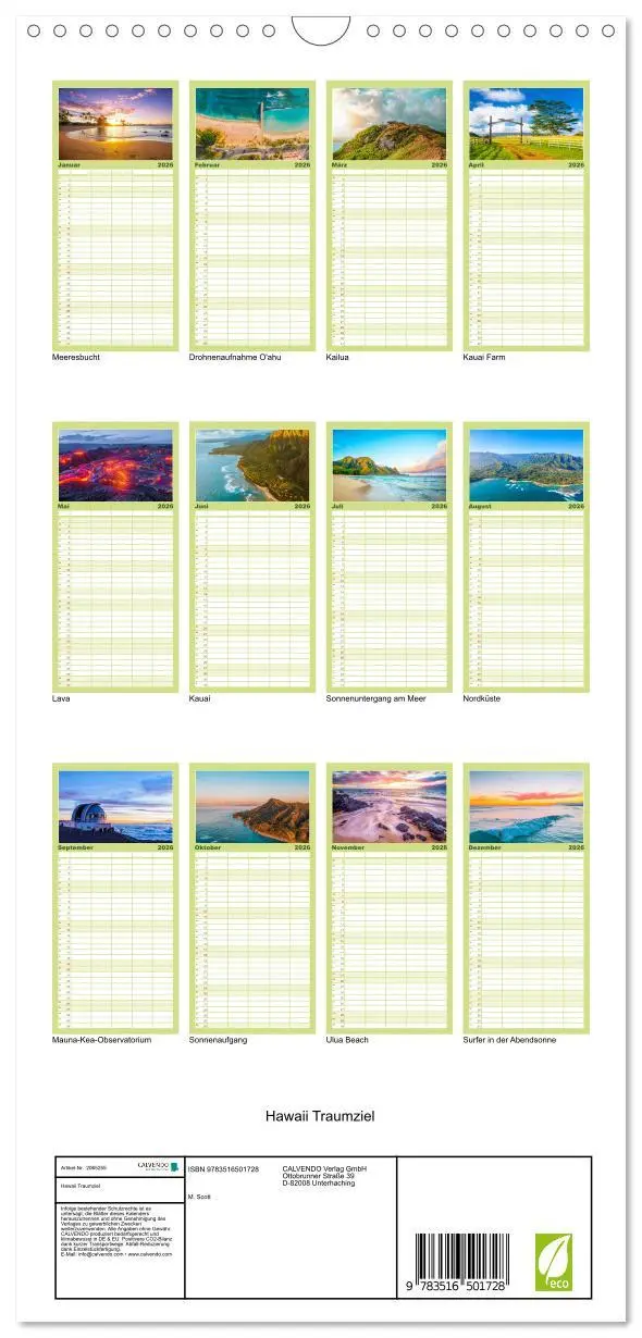 Bild: 9783516501728 | Familienplaner 2026 - Hawaii Traumziel mit 5 Spalten (Wandkalender,...