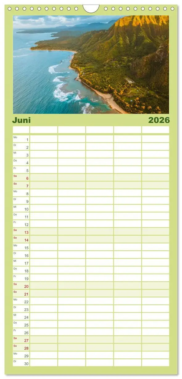 Bild: 9783516501728 | Familienplaner 2026 - Hawaii Traumziel mit 5 Spalten (Wandkalender,...