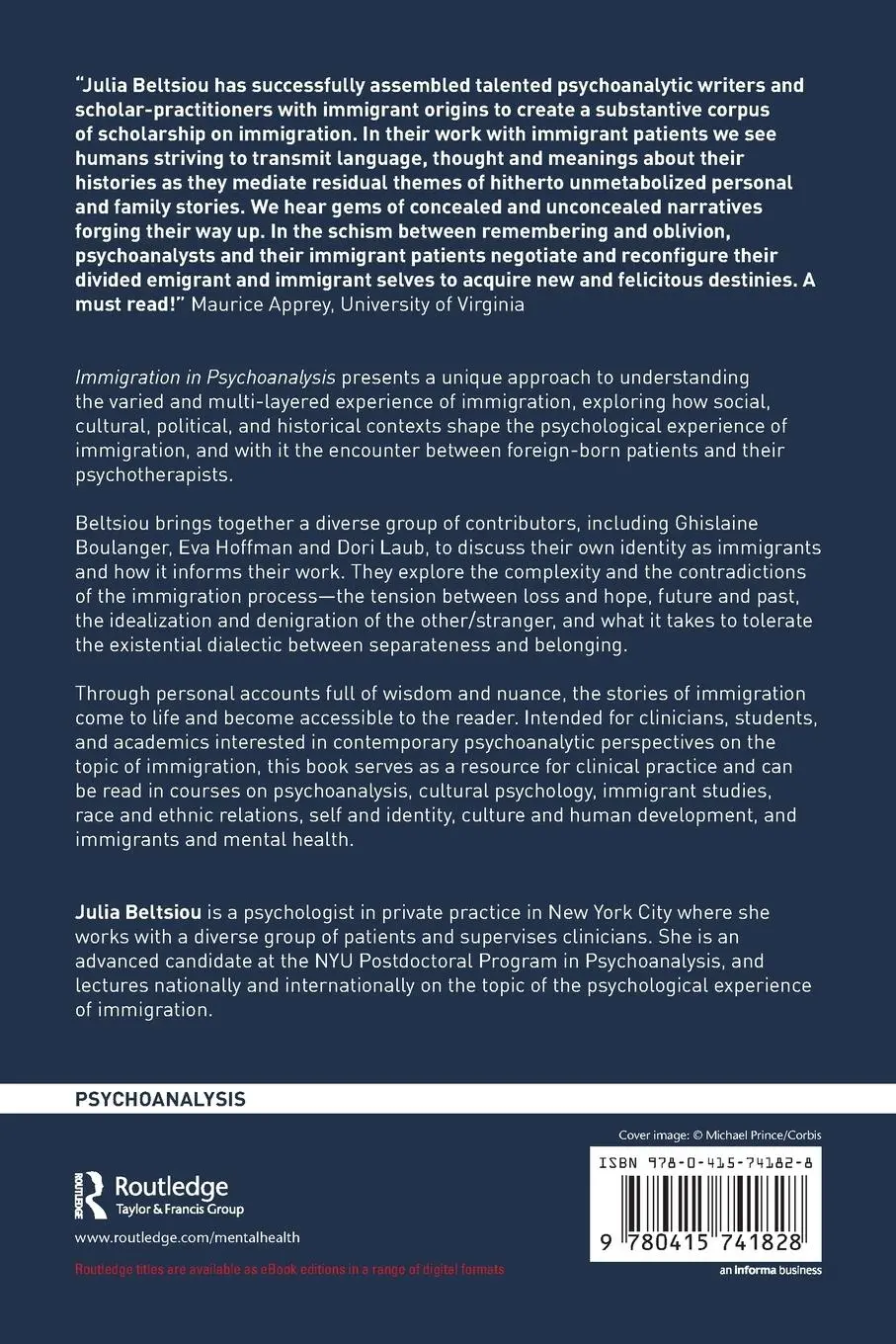 Rückseite: 9780415741828 | Immigration in Psychoanalysis | Locating Ourselves | Julia Beltsiou