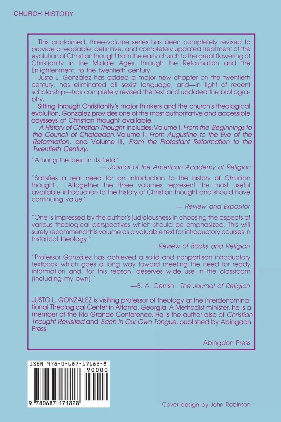 Rückseite: 9780687171828 | A History of Christian Thought Volume 1 | Justo L. Gonzalez | Buch