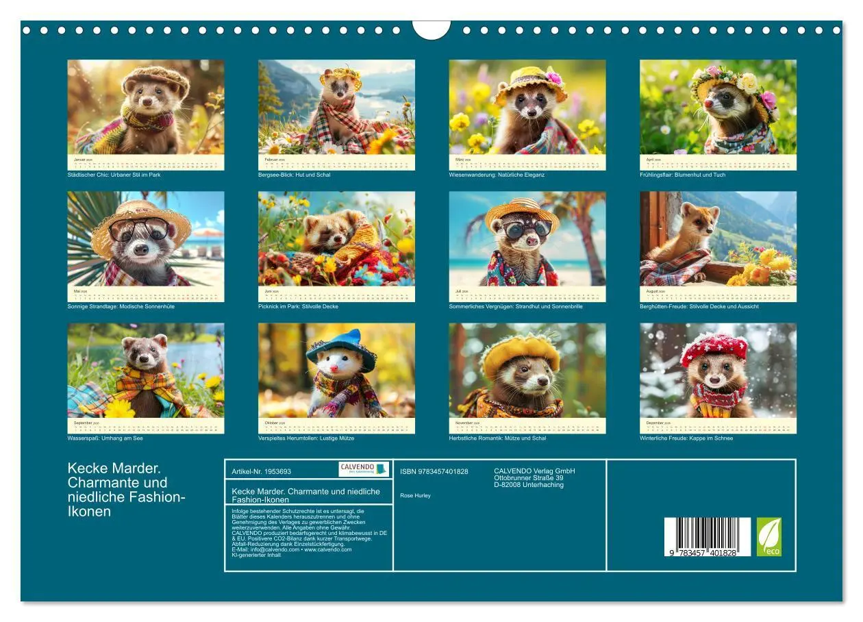 Bild: 9783457401828 | Kecke Marder. Charmante und niedliche Fashion-Ikonen (Wandkalender...