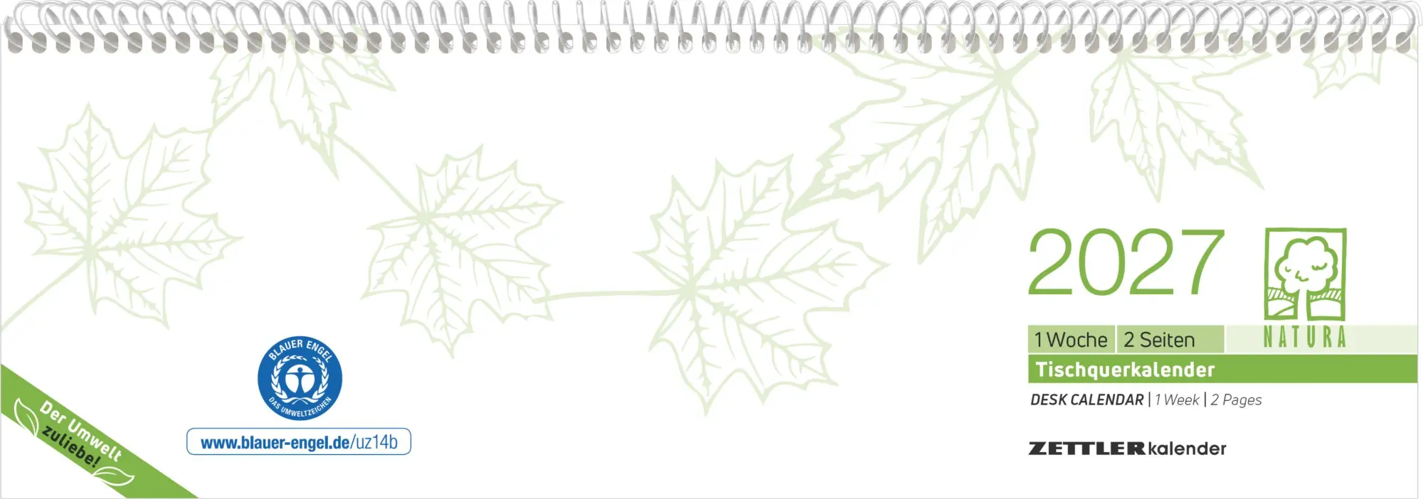 Cover: 4069095012028 | Tischquerkalender 1W/2S BlauerEngel 2027 | KG | Kalender | 120 S.
