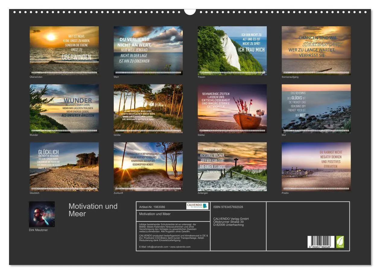 Bild: 9783457692028 | Motivation und Meer (Wandkalender 2026 DIN A2 quer), CALVENDO...