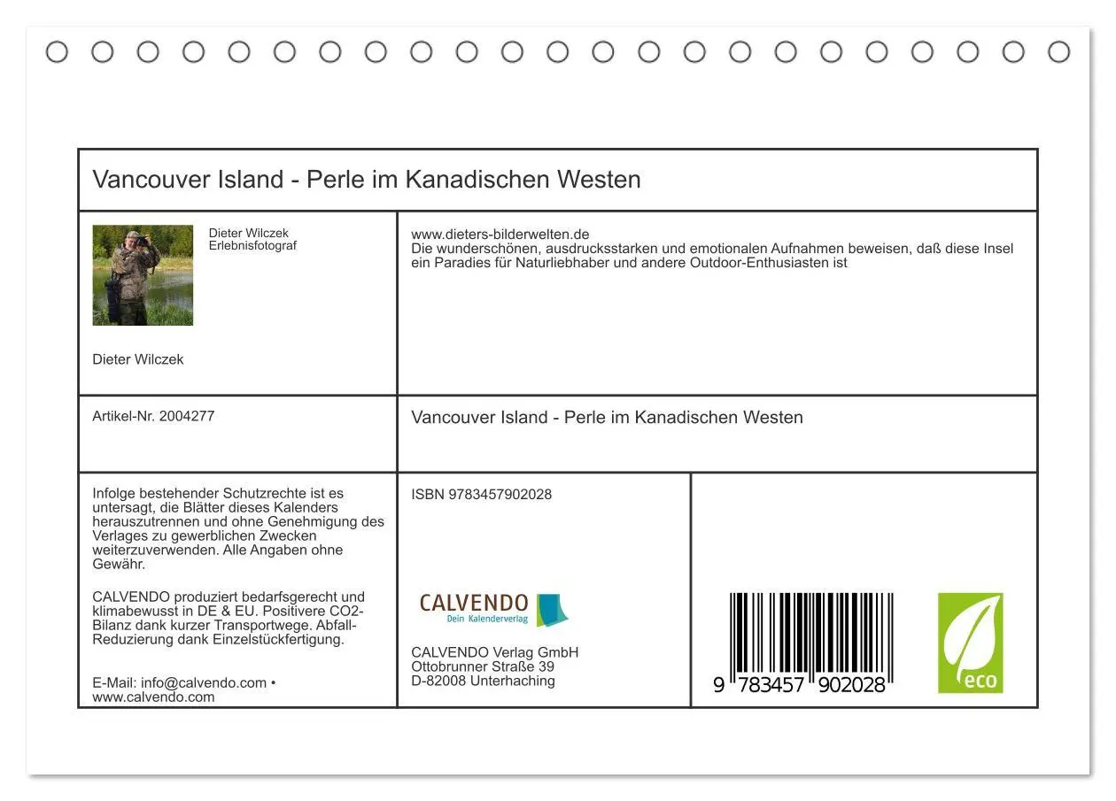 Bild: 9783457902028 | Vancouver Island - Perle im Kanadischen Westen (Tischkalender 2026...