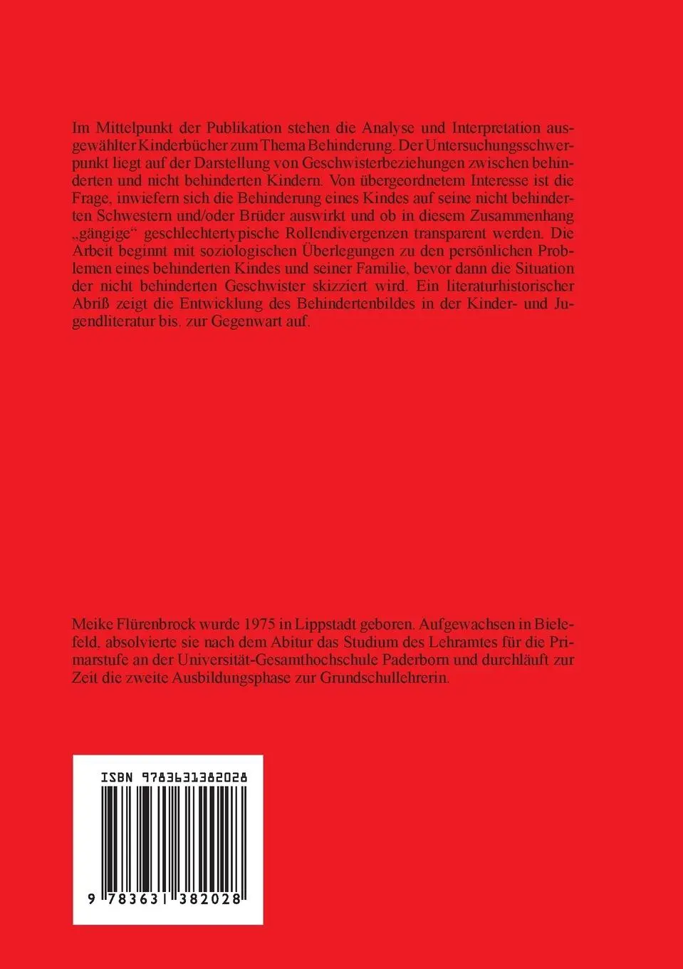 Rückseite: 9783631382028 | Geschwisterbeziehungen in Kinderbüchern zum Thema Behinderung | Buch