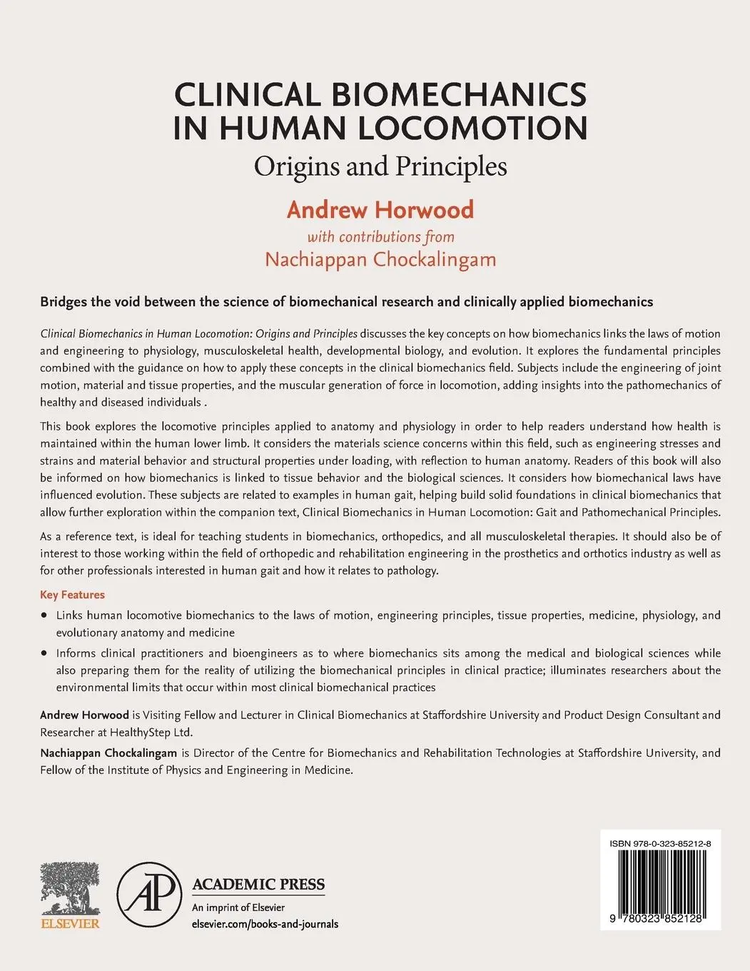 Rückseite: 9780323852128 | Clinical Biomechanics in Human Locomotion | Origins and Principles