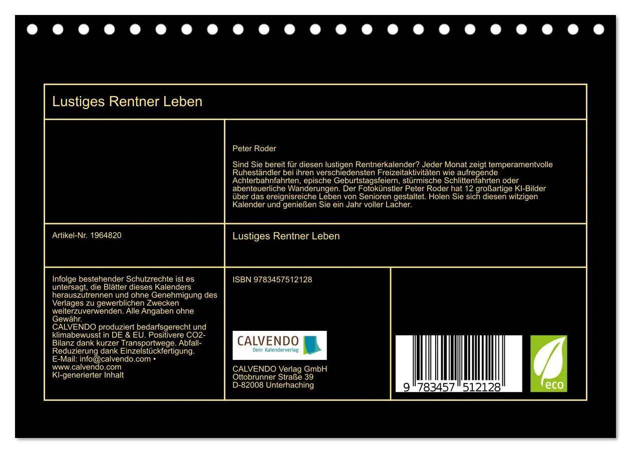 Bild: 9783457512128 | Lustiges Rentner Leben (Tischkalender 2026 DIN A5 quer), CALVENDO...