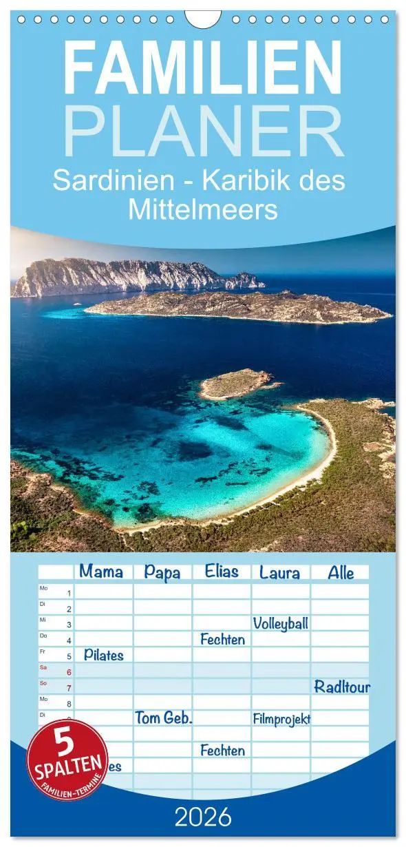 Cover: 9783516602128 | Familienplaner 2026 - Sardinien - Karibik des Mittelmeers mit 5...