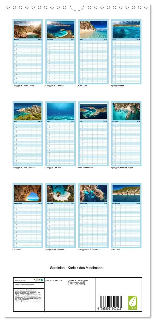 Bild: 9783516602128 | Familienplaner 2026 - Sardinien - Karibik des Mittelmeers mit 5...