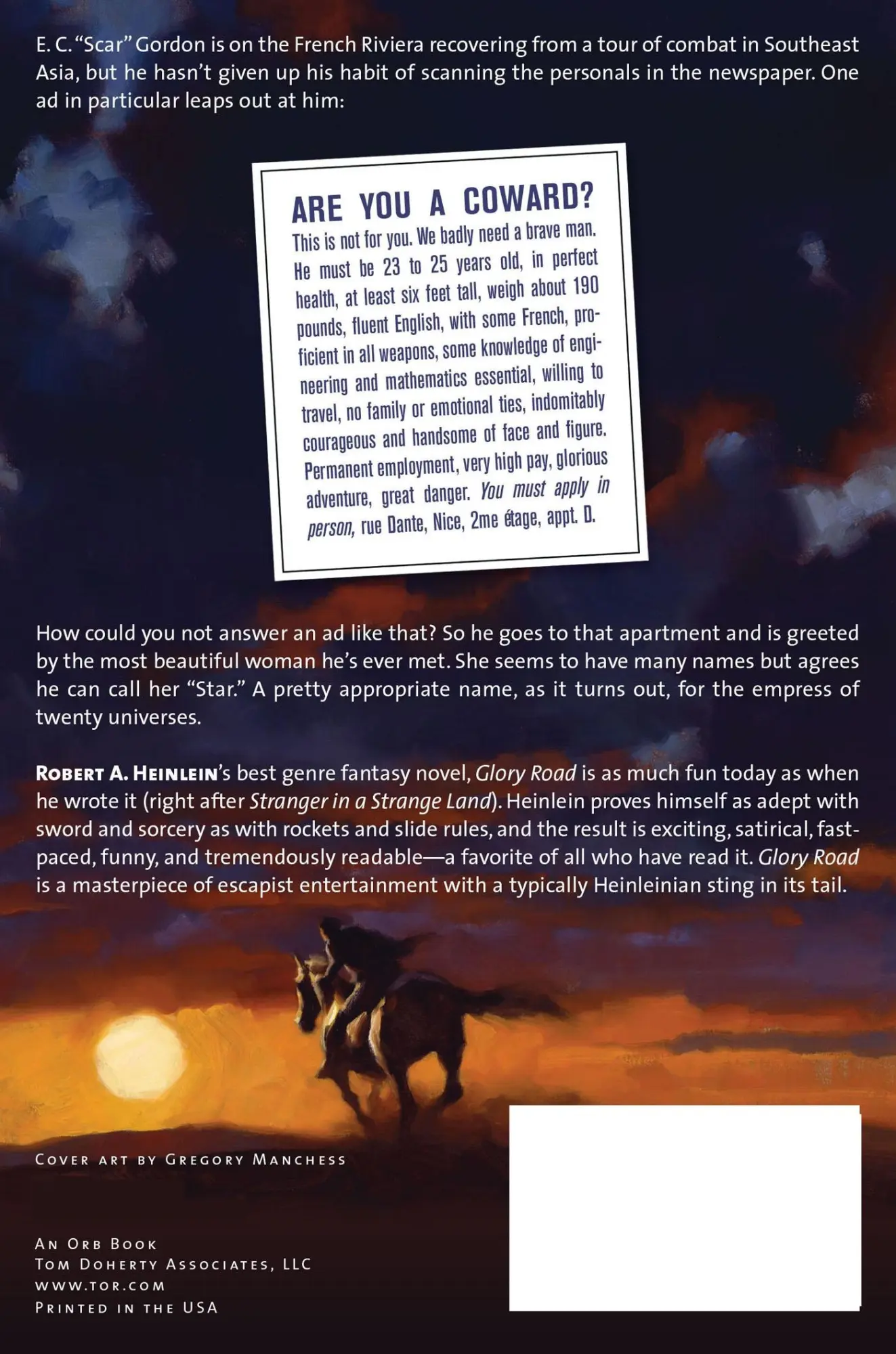 Rückseite: 9780765312228 | Glory Road | Robert Heinlein | Taschenbuch | Englisch | 2000