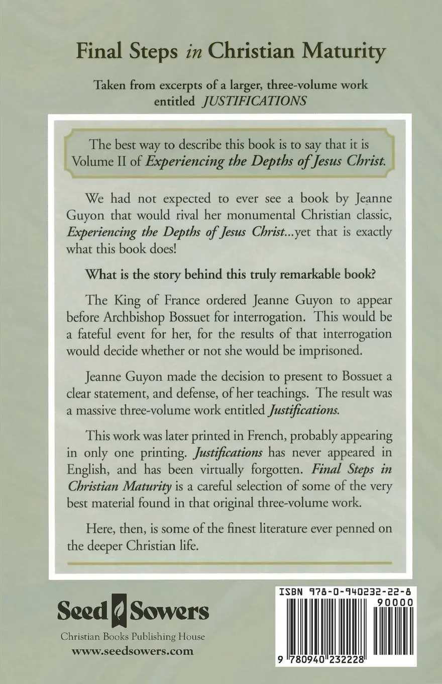Rückseite: 9780940232228 | Final Steps in Christian Maturity | Jeanne Guyon | Taschenbuch | 2014