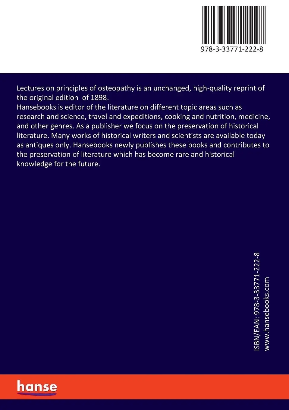 Rückseite: 9783337712228 | Lectures on principles of osteopathy | Charles Hazzard | Taschenbuch