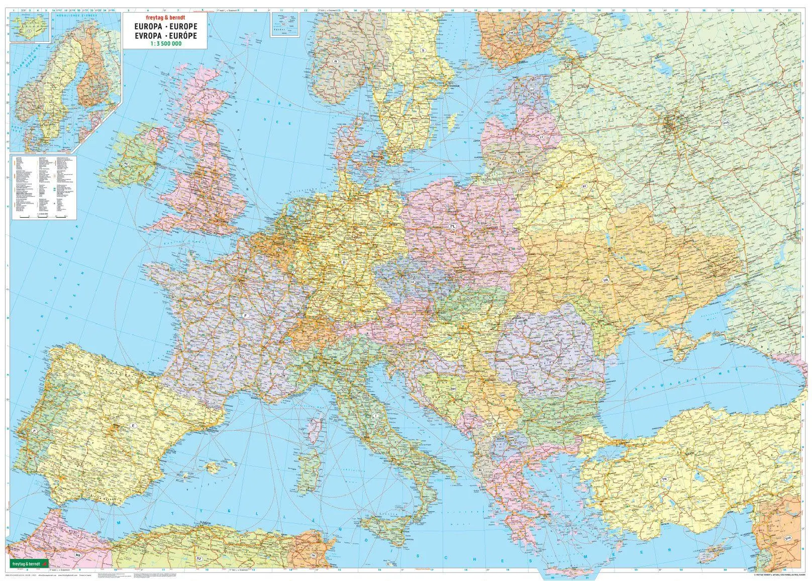 Bild: 9783850842228 | Europa politisch 1 : 3 500 000. Autokarte / Laufzeit bis 2022 | berndt