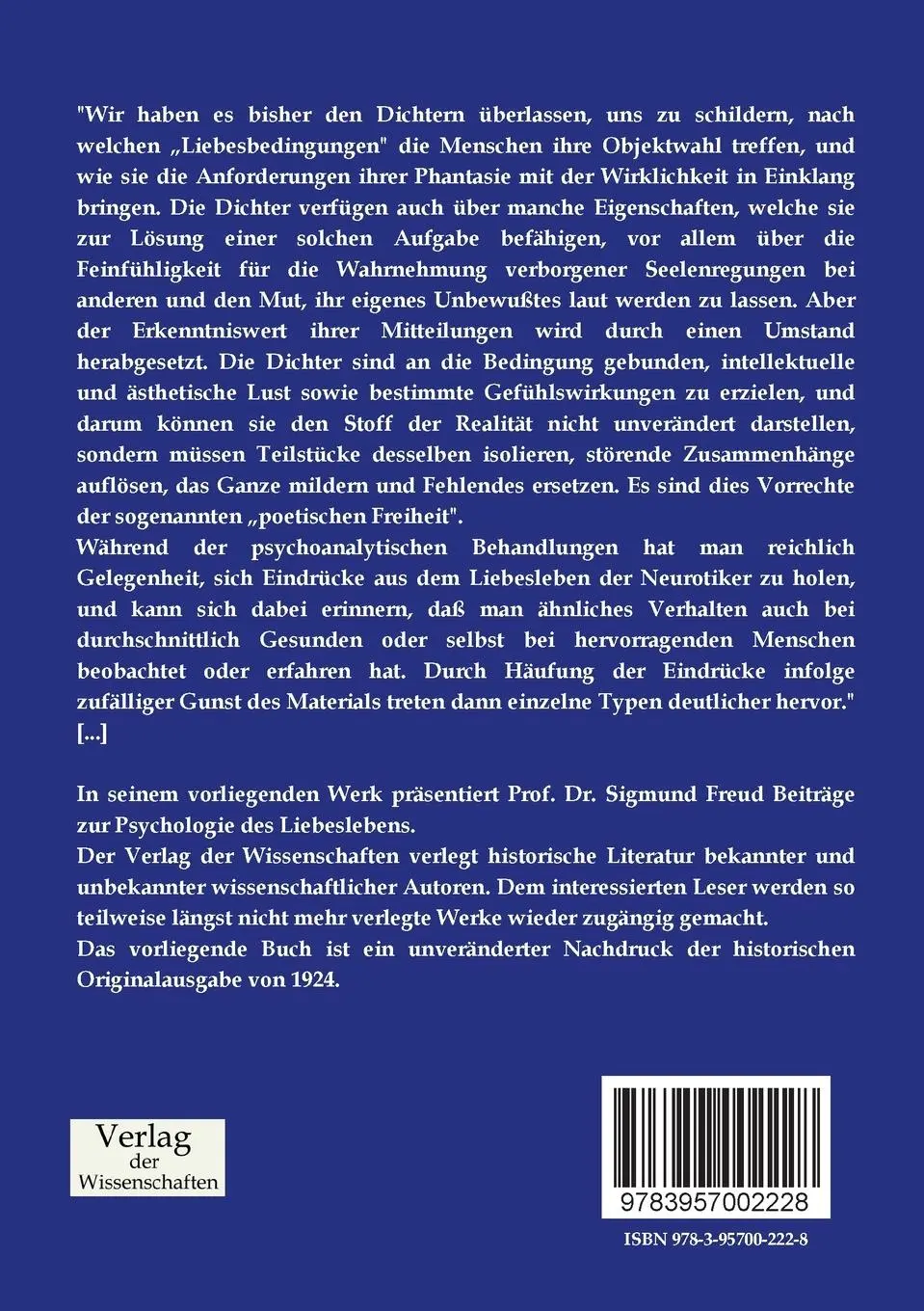 Rückseite: 9783957002228 | Beiträge zur Psychologie des Liebeslebens | Sigmund Freud | Buch