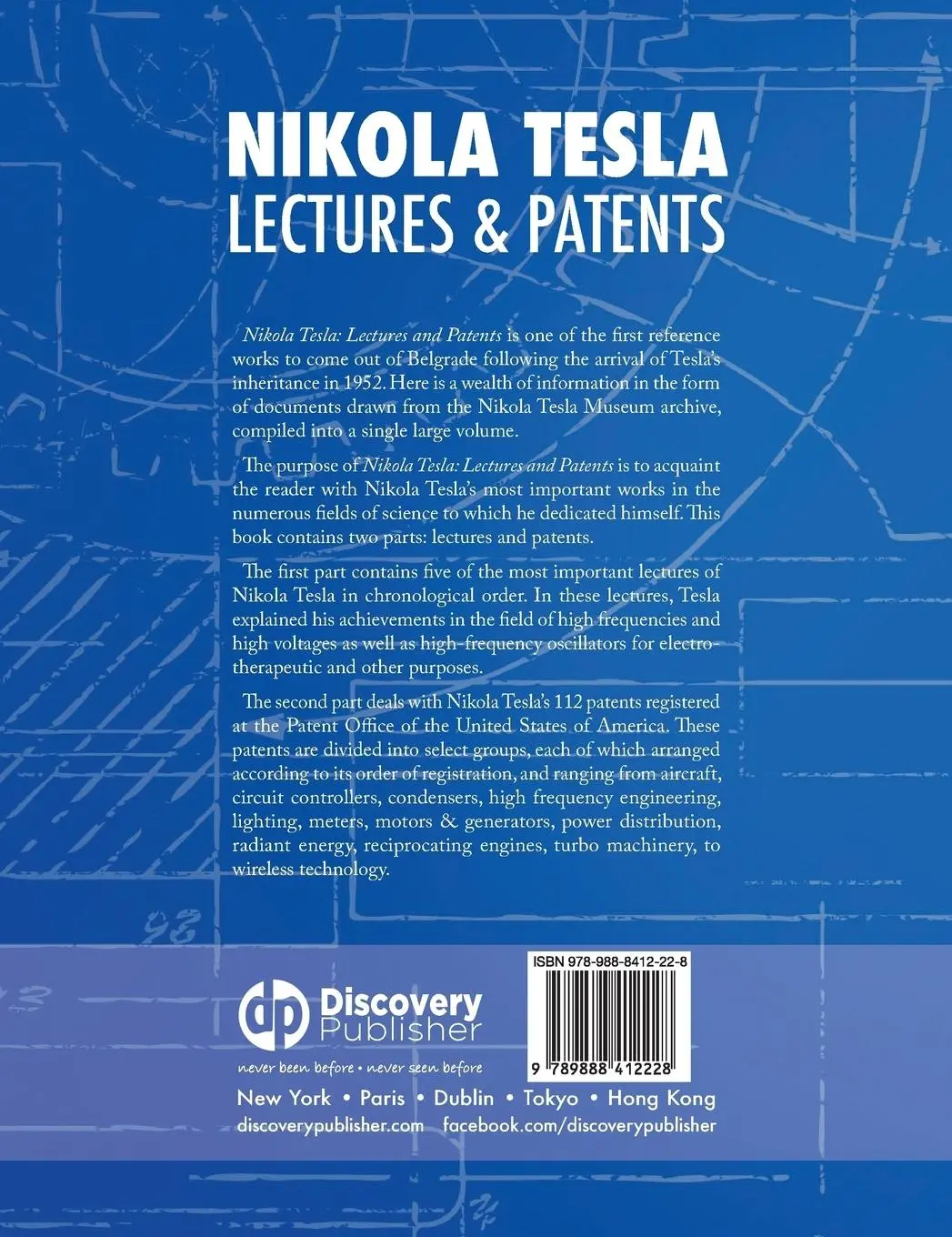 Rückseite: 9789888412228 | Nikola Tesla | Lectures and Patents | Nikola Tesla | Buch | Gebunden
