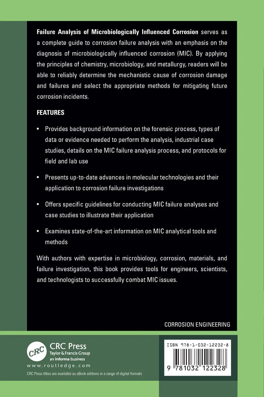 Rückseite: 9781032122328 | Failure Analysis of Microbiologically Influenced Corrosion | Buch