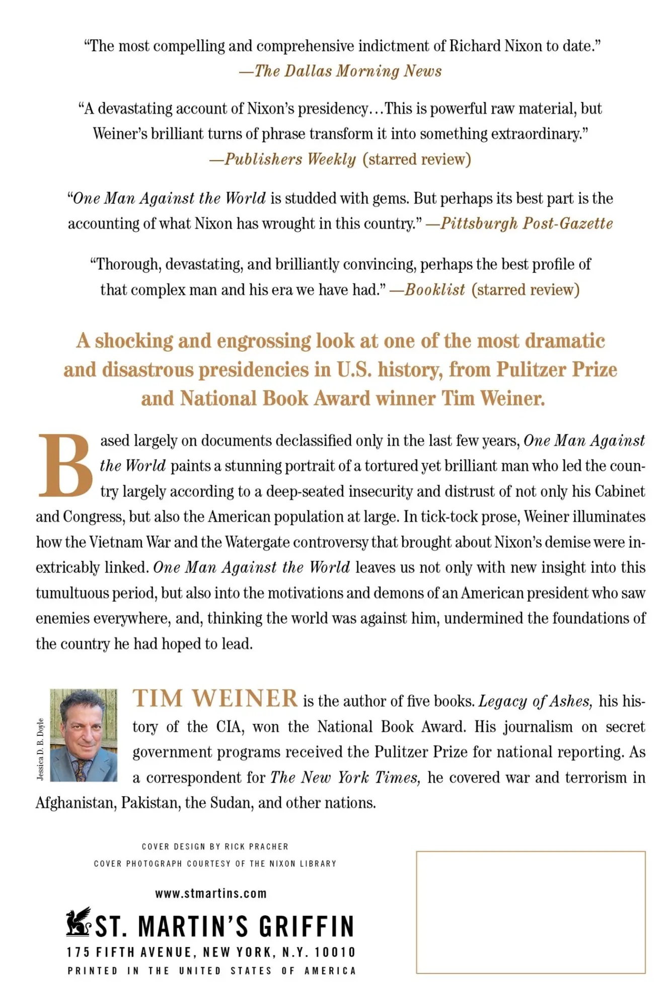 Rückseite: 9781250092328 | One Man Against the World | Tim Weiner | Taschenbuch | 370 S. | 2016