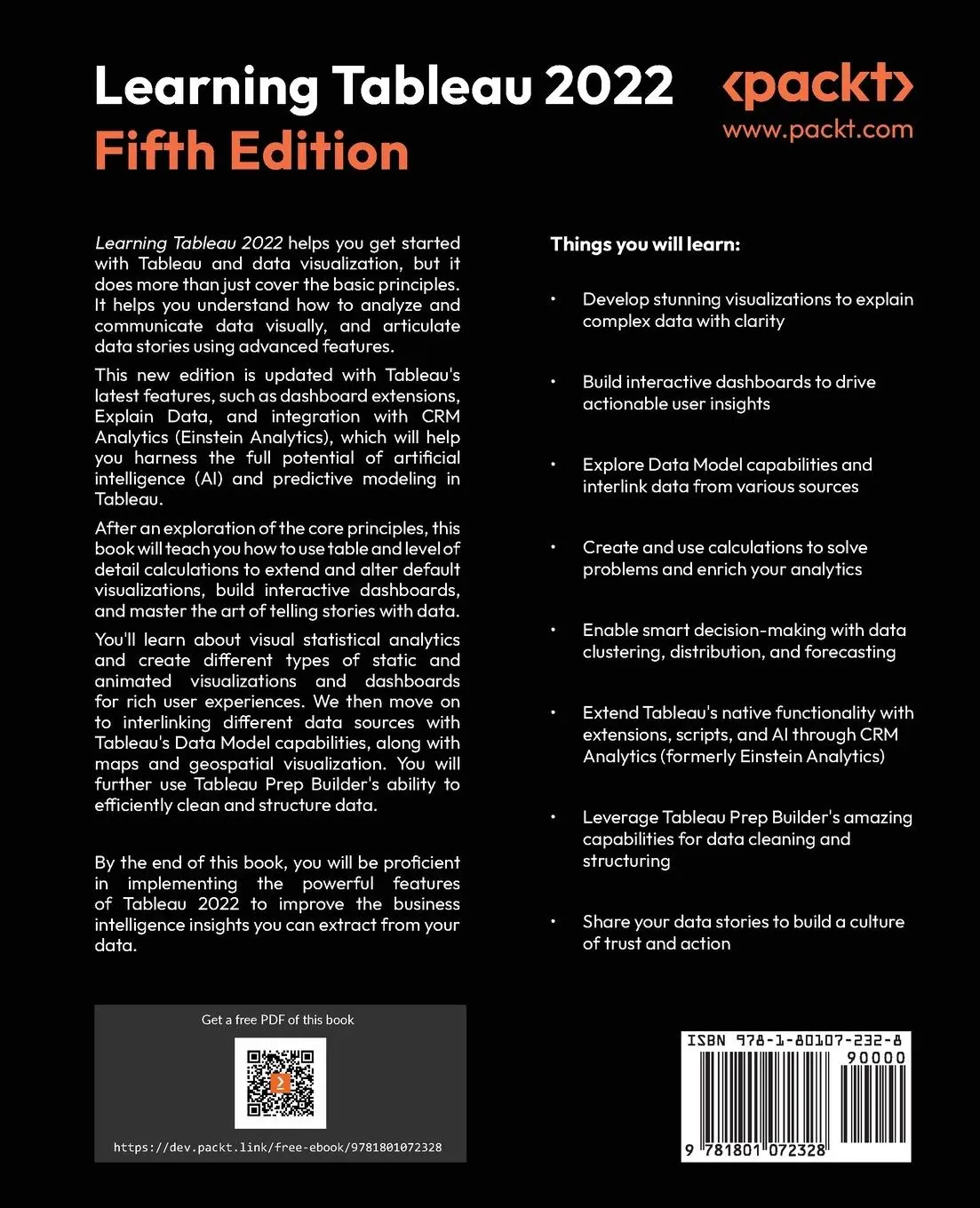 Rückseite: 9781801072328 | Learning Tableau 2022 - Fifth Edition | Joshua N. Milligan | Buch