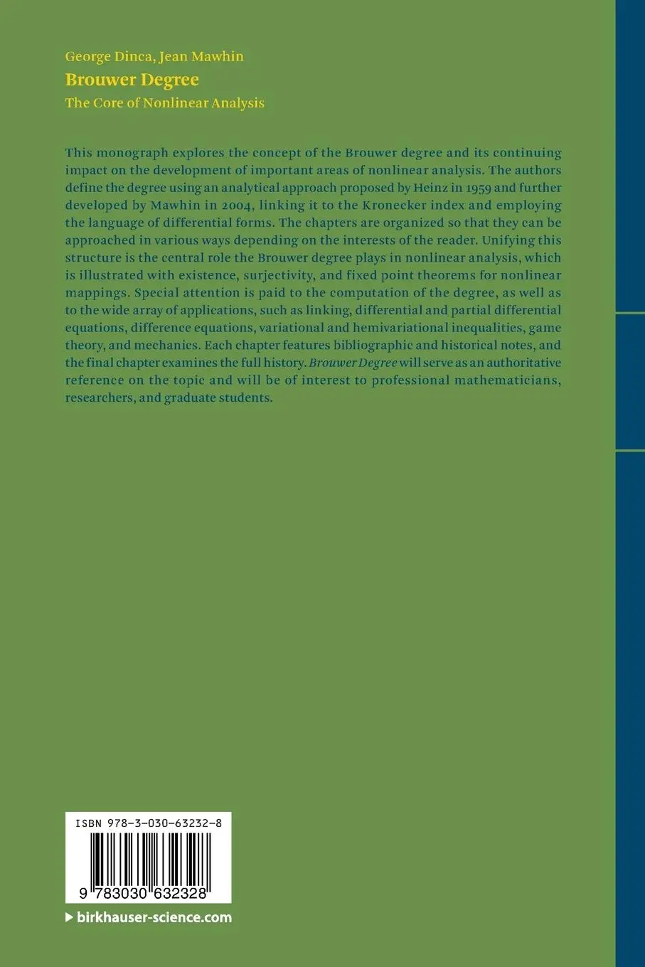Rückseite: 9783030632328 | Brouwer Degree | The Core of Nonlinear Analysis | George Dinca (u. a.)