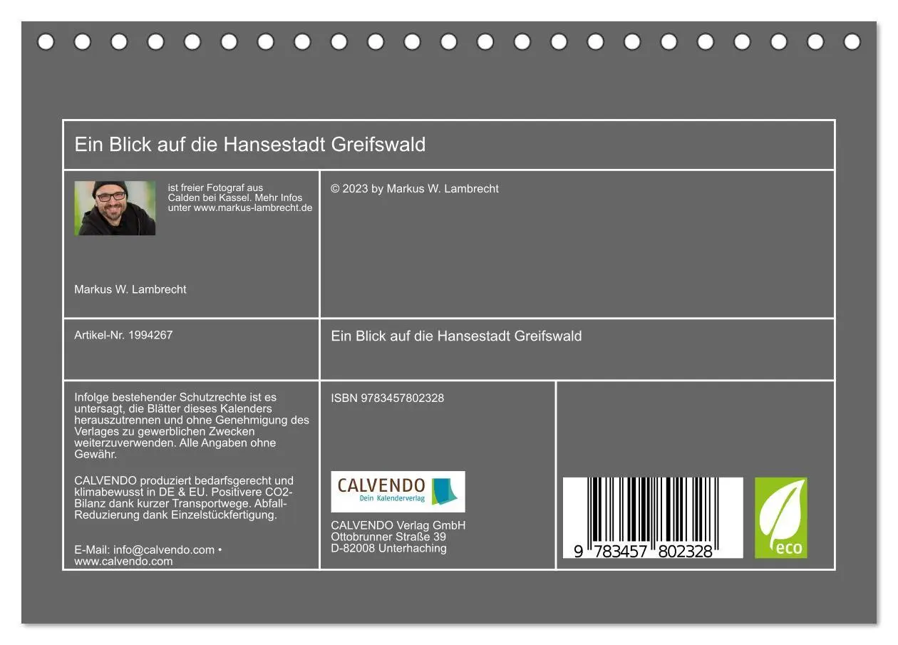 Bild: 9783457802328 | Ein Blick auf die Hansestadt Greifswald (Tischkalender 2026 DIN A5...