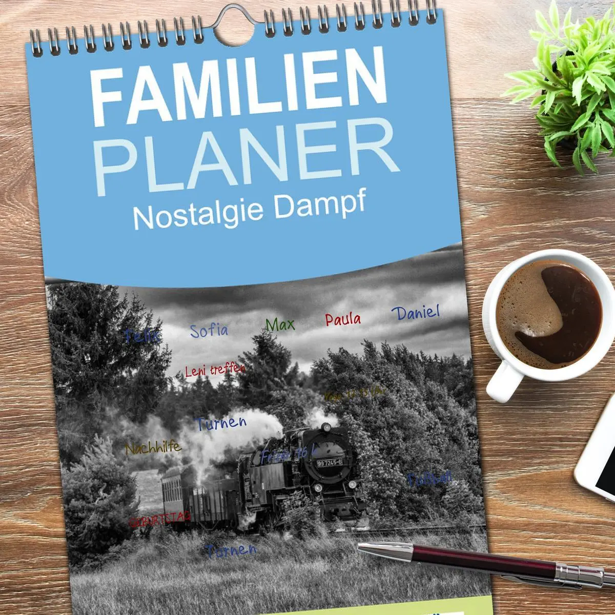 Bild: 9783516512328 | Familienplaner 2026 - Nostalgie Dampf mit 5 Spalten (Wandkalender,...