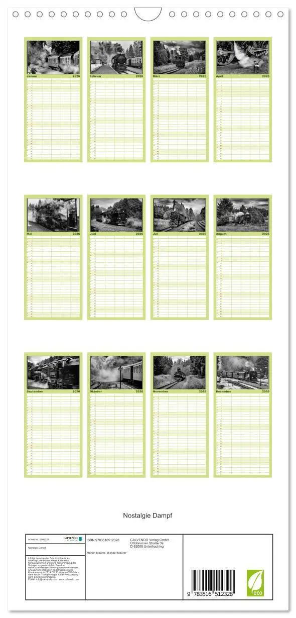 Bild: 9783516512328 | Familienplaner 2026 - Nostalgie Dampf mit 5 Spalten (Wandkalender,...