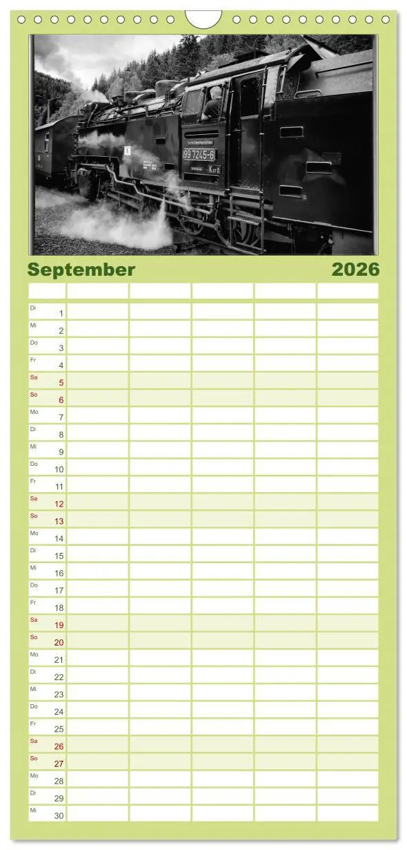 Bild: 9783516512328 | Familienplaner 2026 - Nostalgie Dampf mit 5 Spalten (Wandkalender,...