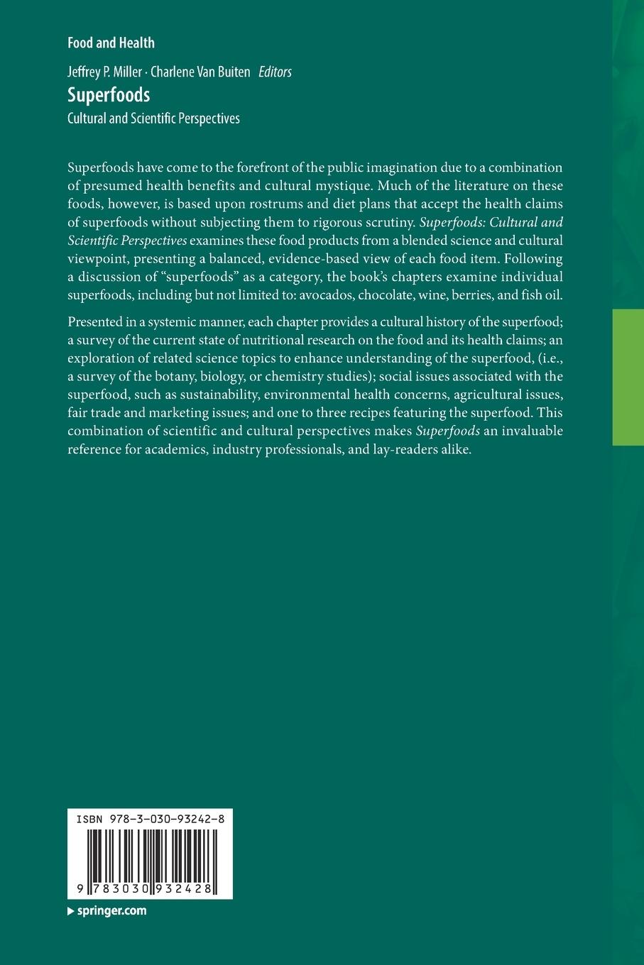 Rückseite: 9783030932428 | Superfoods | Cultural and Scientific Perspectives | Miller (u. a.)