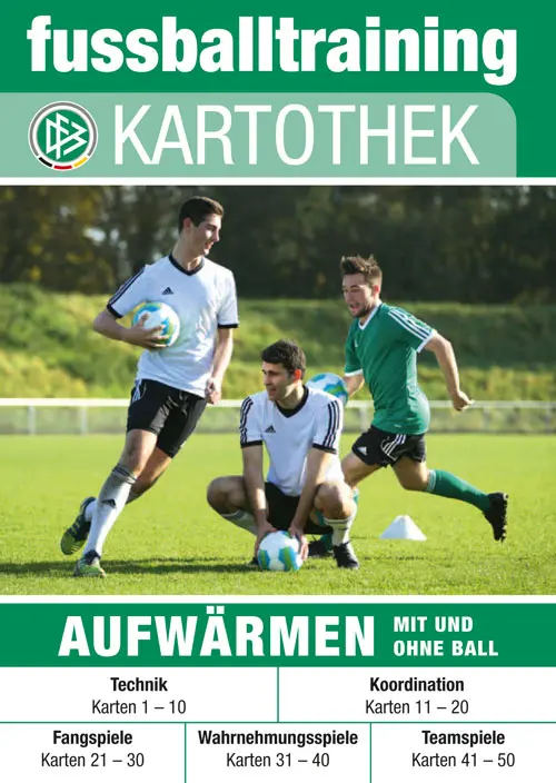 Cover: 9783894172428 | fussballtraining Kartothek | Aufwärmen mit und ohne Ball | 50 S.