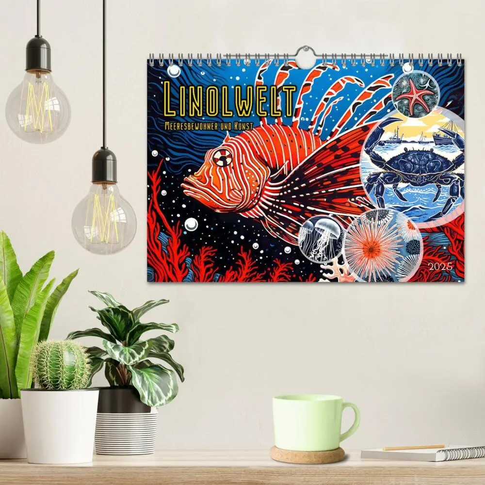 Bild: 9783383842528 | Linolwelt - Meeresbewohner und Kunst (Wandkalender 2025 DIN A4...