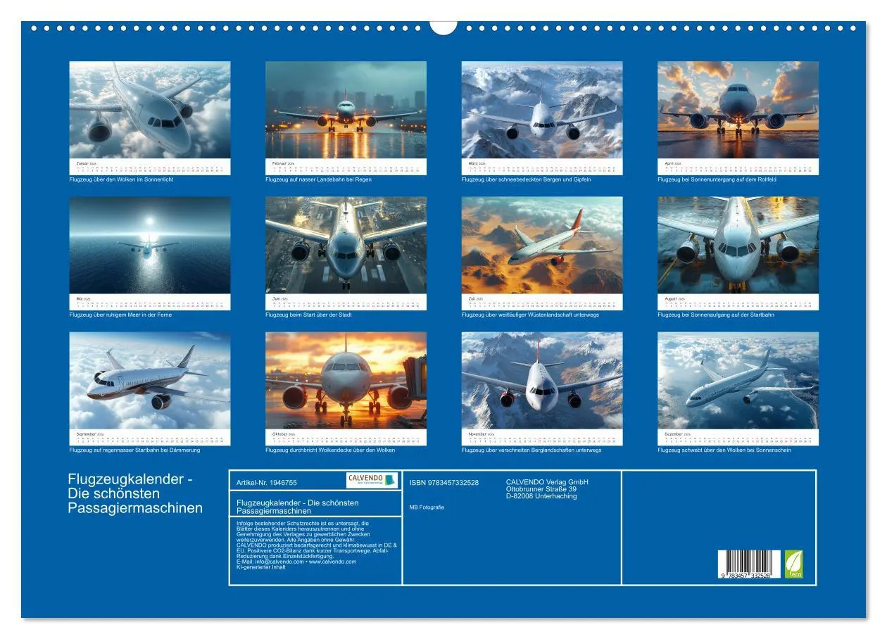 Bild: 9783457332528 | Flugzeugkalender - Die schönsten Passagiermaschinen (Wandkalender...