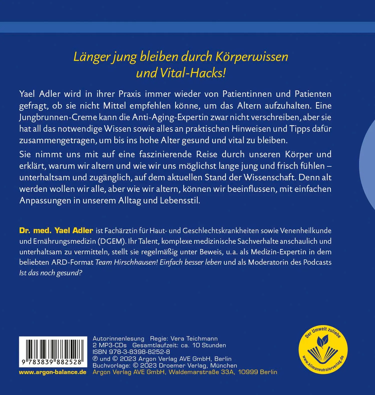 Rückseite: 9783839882528 | Genial vital! | Yael Adler | MP3 | 2 Audio-CDs | Deutsch | 2023