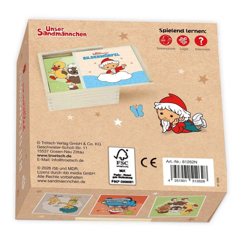 Bild: 4251901512628 | Unser Sandmännchen Bilderwürfel aus Holz 6x9 Teile | KG | Spiel | 2026
