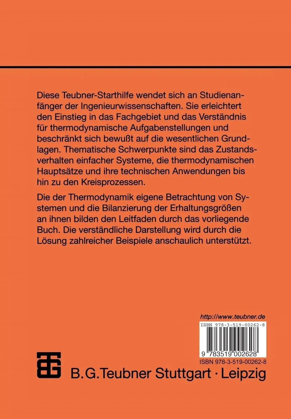 Rückseite: 9783519002628 | Starthilfe Thermodynamik | Jürgen Schmidt | Taschenbuch | 108 S.