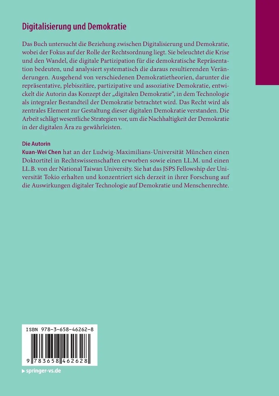 Rückseite: 9783658462628 | Digitalisierung und Demokratie | Kuan-Wei Chen | Taschenbuch | xviii