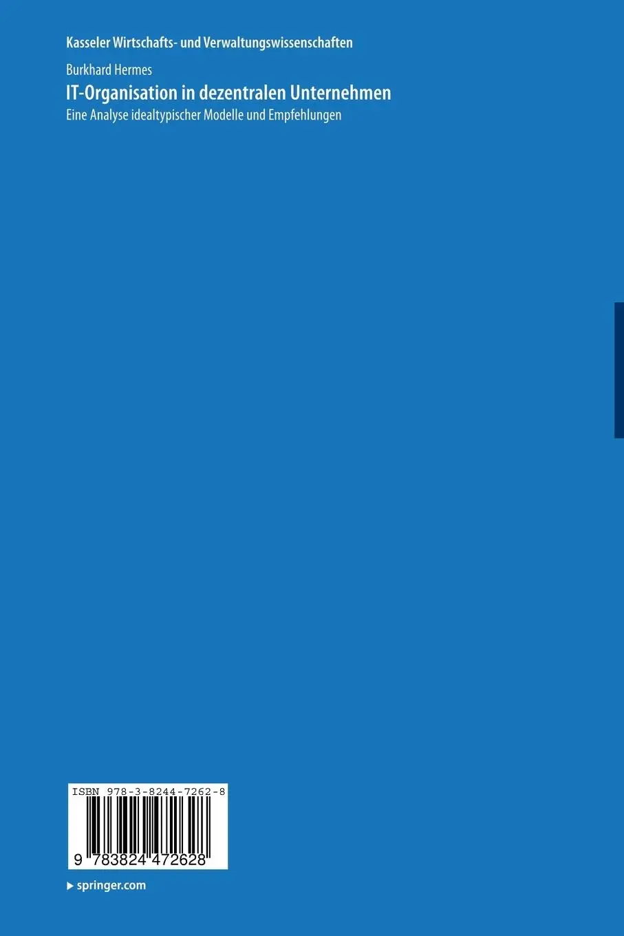 Rückseite: 9783824472628 | IT-Organisation in dezentralen Unternehmen | Burkhard Hermes | Buch