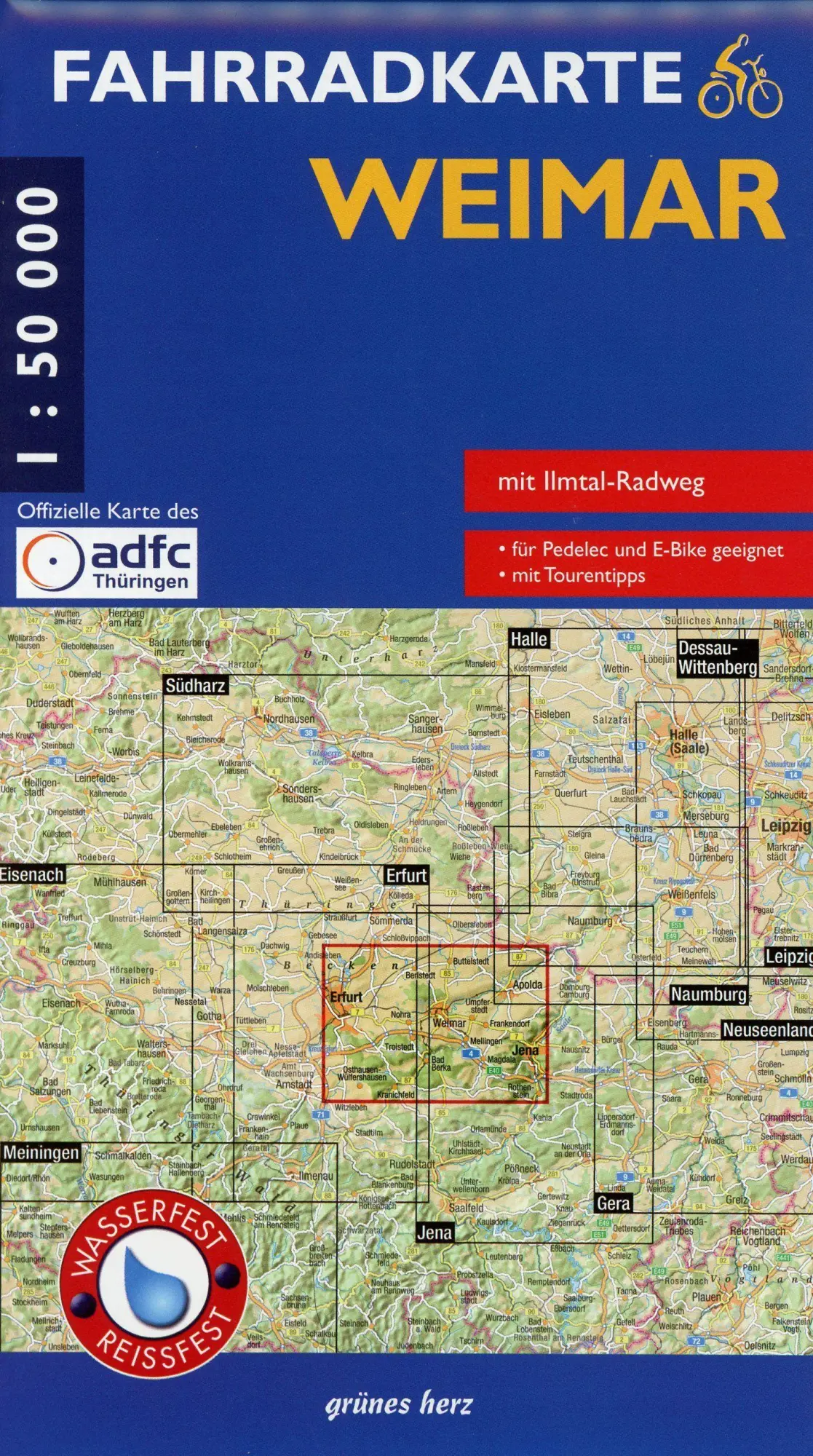 Cover: 9783866362628 | Fahrradkarte Weimar 1 : 50 000 | (Land-)Karte | 21 S. | Deutsch | 2020