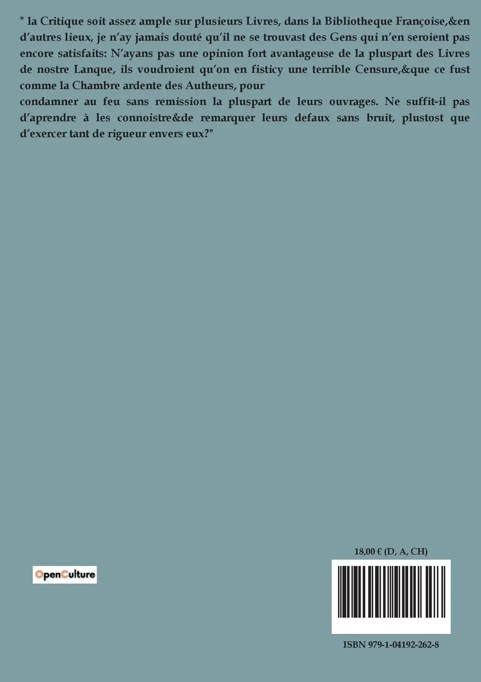 Rückseite: 9791041922628 | De la connaissance des bons livres | Charles Sorel | Taschenbuch