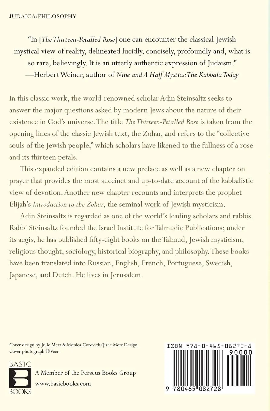 Rückseite: 9780465082728 | The Thirteen Petalled Rose | Adin Steinsaltz | Taschenbuch | Englisch