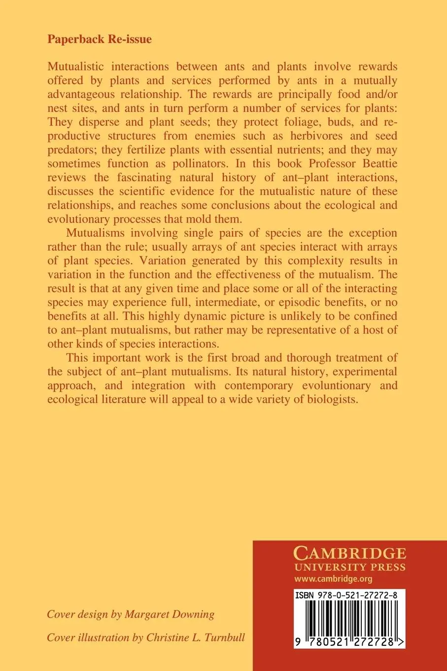Rückseite: 9780521272728 | The Evolutionary Ecology of Ant Plant Mutualisms | Andrew J. Beattie