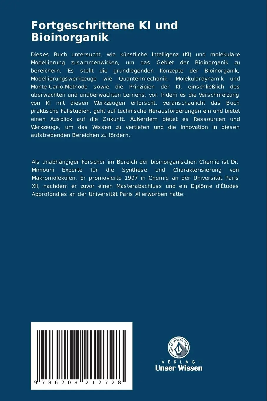 Rückseite: 9786208212728 | Fortgeschrittene KI und Bioinorganik | Abdelhafid Mimouni | Buch