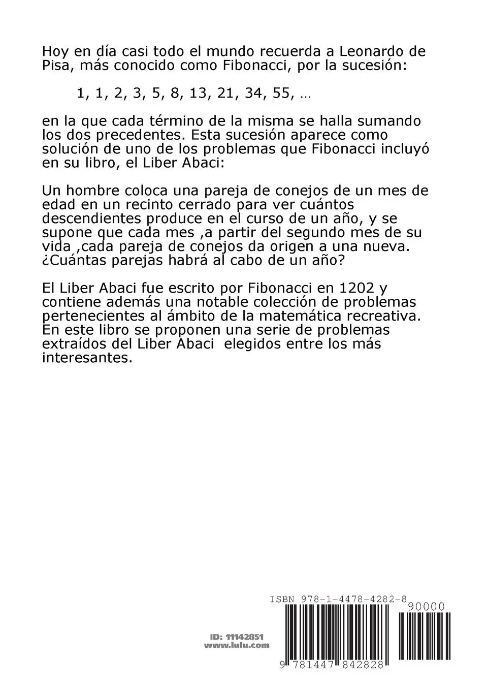 Rückseite: 9781447842828 | Fibonacci y los problemas del Liber Abaci | Alberto Ugarte | Buch